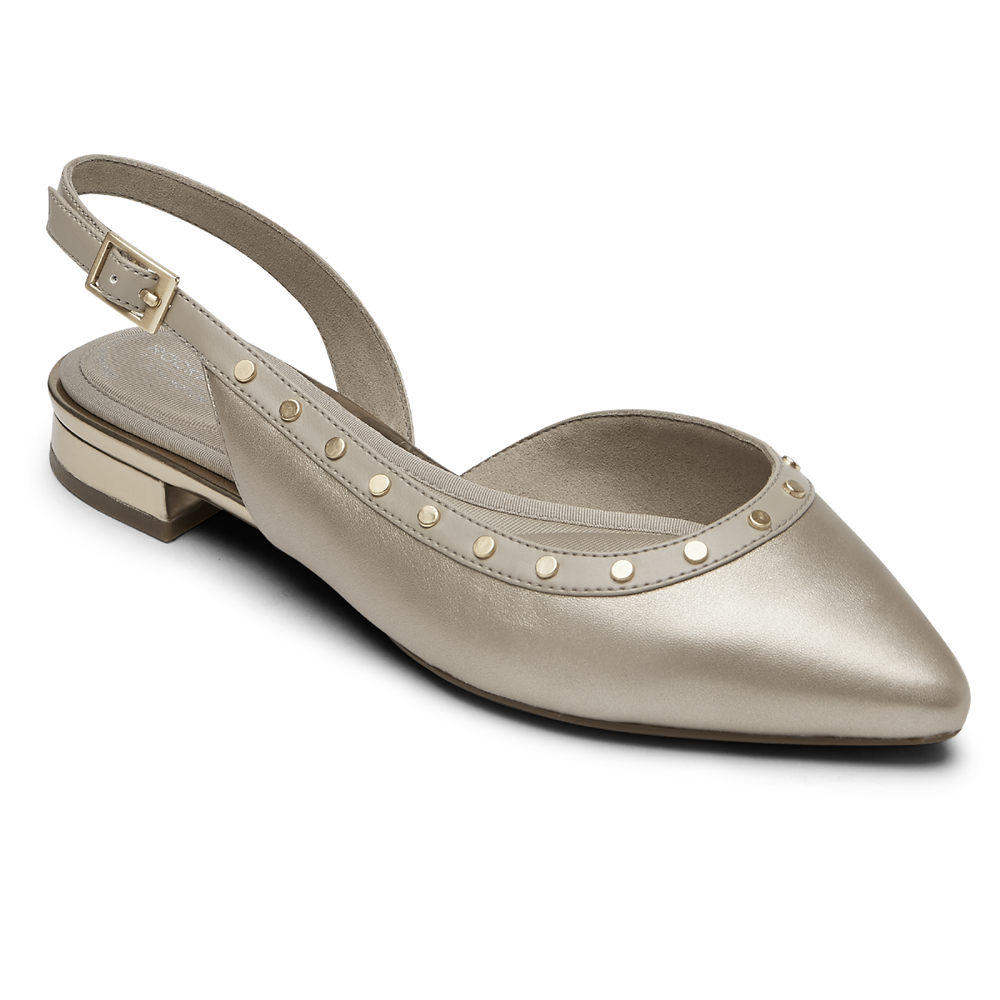 Rockport Womens Slingback Grey - Total Motion Zuly Studded - UK 859-WZKSVM